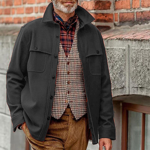 European And American Men's Solid Color Jacket Slim Single-breasted Men's Jacket