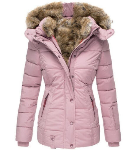 Long Sleeve Winter Cotton Coat With Fur Collar | Slim Fit Cotton Coat