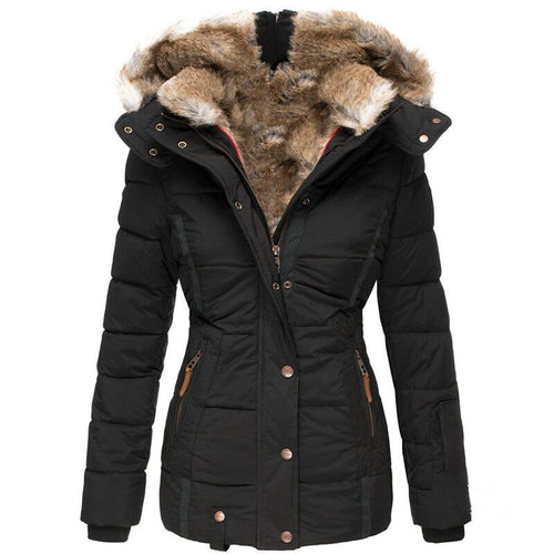 Long Sleeve Winter Cotton Coat With Fur Collar | Slim Fit Cotton Coat