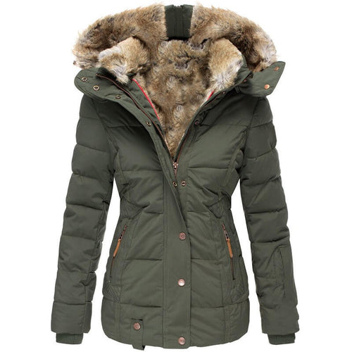 Long Sleeve Winter Cotton Coat With Fur Collar | Slim Fit Cotton Coat