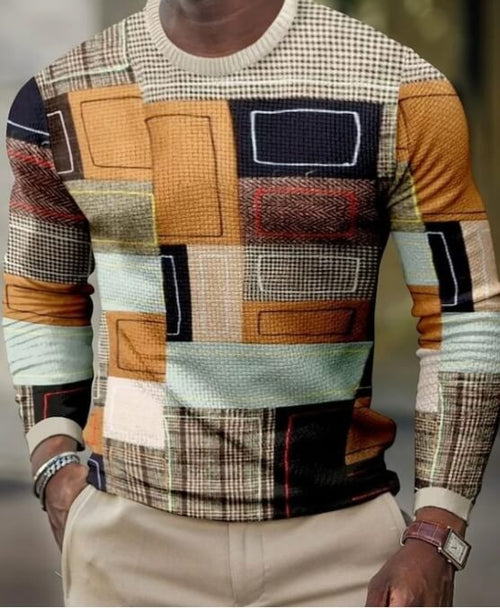 Men 3D Printed Pullover Long Sleeve T-Shirt | Fashion Pullover Shirt