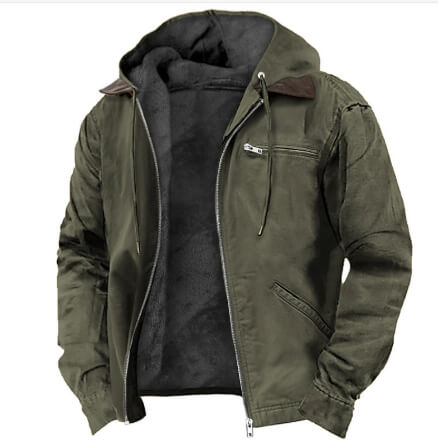 Men’s Hooded Fleece Jacket With Pockets | Warm Winter Coat For Men