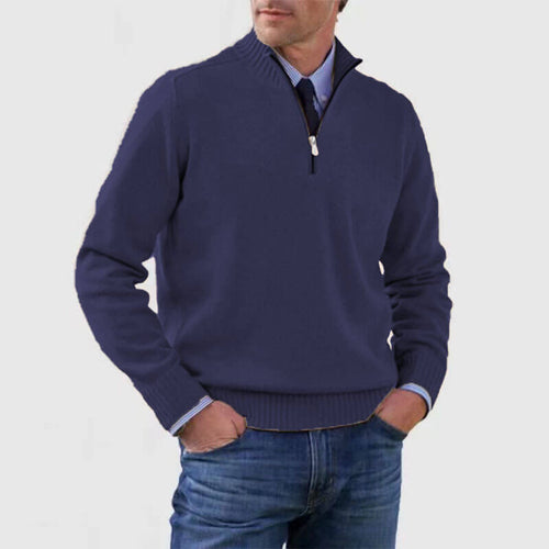 Men's Solid Color Knitted Sweater Long Sleeve | Stand Collar Sweater