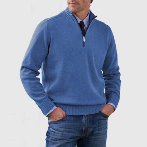 Men's Solid Color Knitted Sweater Long Sleeve | Stand Collar Sweater