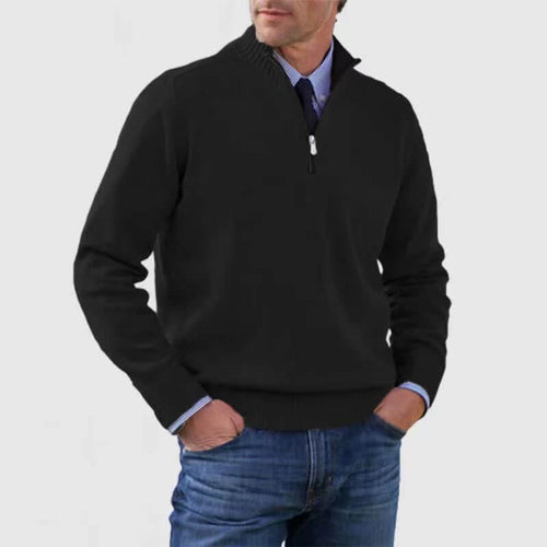 Men's Solid Color Knitted Sweater Long Sleeve | Stand Collar Sweater