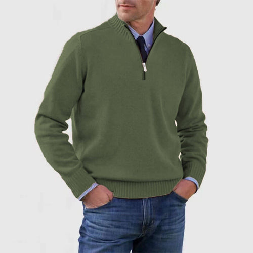 Men's Solid Color Knitted Sweater Long Sleeve | Stand Collar Sweater