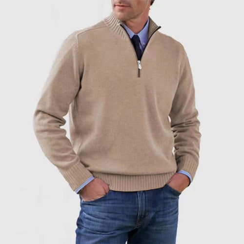 Men's Solid Color Knitted Sweater Long Sleeve | Stand Collar Sweater