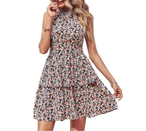 Summer Printed Halter Neck Short Dress | Summer Vacation Outfits