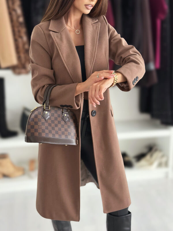 Warm Long Sleeve Wool Coat Women | Solid Color Wool Coat Women