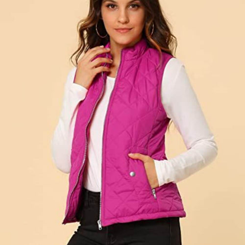 Women’s Cotton Vest With Stand Collar | Women Sleeveless Warm Jacket