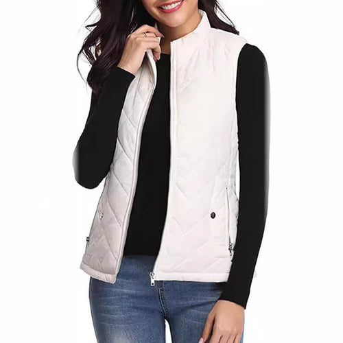 Women’s Cotton Vest With Stand Collar | Women Sleeveless Warm Jacket