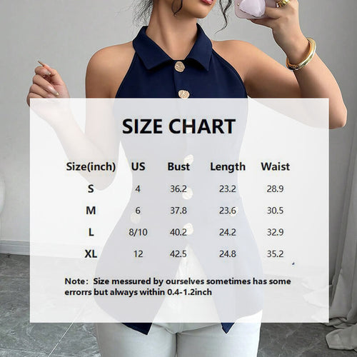 Women’s Elegant Button Front Sleeveless Vest | Solid Color Vest Top