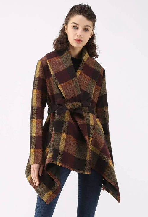 Women’s Plaid Wool Coat For Winter Fashion | Autumn Winter Coat Women 