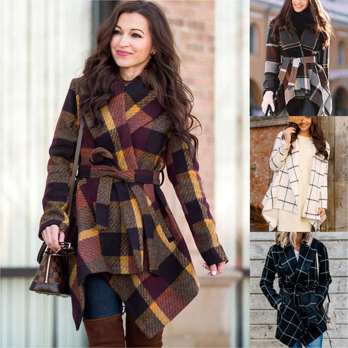 Women’s Plaid Wool Coat For Winter Fashion | Autumn Winter Coat Women 