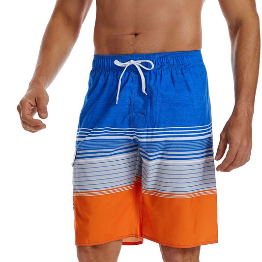 Men's Waterproof Beach Shorts - Quick Dry Swim Trunks | Gradient Stripe Board Shorts
